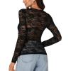 imageLYANER Womens Sexy Mesh Top Floral Long Sleeve See Through Shirt Lace Sheer BlousesBlack