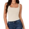 imageLYANER Womens Square Neck Sleeveless Eyelet Lace Trim Cute Summer Tank TopsBeige