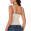 imageLYANER Womens Square Neck Sleeveless Eyelet Lace Trim Cute Summer Tank TopsBeige