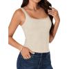 imageLYANER Womens Square Neck Sleeveless Eyelet Lace Trim Cute Summer Tank TopsBeige