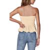 imageLYANER Womens Strapless Pleated Ruffle Hem Shirred Bandeau Sleeveless Tank Tube TopBeige