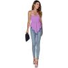 imageLYANER Womens Strapless Pleated Ruffle Hem Shirred Bandeau Sleeveless Tank Tube TopLight Purple