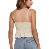 imageLYANER Womens V Neck Elastic Waist Pleated Ruffle Hem Sleeveless Strappy Crop Cami TopBeige