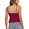 imageLYANER Womens V Neck Elastic Waist Pleated Ruffle Hem Sleeveless Strappy Crop Cami TopBurgundy