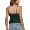 imageLYANER Womens V Neck Elastic Waist Pleated Ruffle Hem Sleeveless Strappy Crop Cami TopDark Green