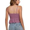 imageLYANER Womens V Neck Elastic Waist Pleated Ruffle Hem Sleeveless Strappy Crop Cami TopDark Purple
