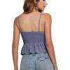 imageLYANER Womens V Neck Elastic Waist Pleated Ruffle Hem Sleeveless Strappy Crop Cami TopDusty Blue