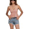 imageLYANER Womens V Neck Elastic Waist Pleated Ruffle Hem Sleeveless Strappy Crop Cami TopDusty Pink