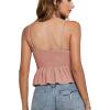 imageLYANER Womens V Neck Elastic Waist Pleated Ruffle Hem Sleeveless Strappy Crop Cami TopDusty Pink