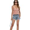 imageLYANER Womens V Neck Elastic Waist Pleated Ruffle Hem Sleeveless Strappy Crop Cami TopDusty Pink