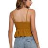 imageLYANER Womens V Neck Elastic Waist Pleated Ruffle Hem Sleeveless Strappy Crop Cami TopGinger