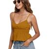 imageLYANER Womens V Neck Elastic Waist Pleated Ruffle Hem Sleeveless Strappy Crop Cami TopGinger