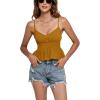 imageLYANER Womens V Neck Elastic Waist Pleated Ruffle Hem Sleeveless Strappy Crop Cami TopGinger
