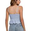 imageLYANER Womens V Neck Elastic Waist Pleated Ruffle Hem Sleeveless Strappy Crop Cami TopLight Blue