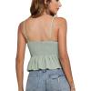 imageLYANER Womens V Neck Elastic Waist Pleated Ruffle Hem Sleeveless Strappy Crop Cami TopPea Green