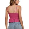 imageLYANER Womens V Neck Elastic Waist Pleated Ruffle Hem Sleeveless Strappy Crop Cami TopRose