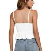 imageLYANER Womens V Neck Elastic Waist Pleated Ruffle Hem Sleeveless Strappy Crop Cami TopWhite
