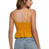 imageLYANER Womens V Neck Elastic Waist Pleated Ruffle Hem Sleeveless Strappy Crop Cami TopYellow