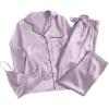 imageLYANER Womens 3Pcs Pajamas Satin Cami Top and Long Sleeve Shirt with Pants Sleepwear SetPurple