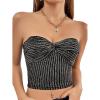 imageLYANER Womens Glitter Twist Knot Rib Knit Strapless Crop Tank Tube Club TopSilver