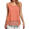imageLYANER Womens Lace Hem Boat Neck Sleeveless Swing Trim Loose Tank Tops BlouseCoral Red