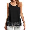 imageLYANER Womens Lace Hem Boat Neck Sleeveless Swing Trim Loose Tank Tops BlouseSolid Black