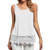 imageLYANER Womens Lace Hem Boat Neck Sleeveless Swing Trim Loose Tank Tops BlouseSolid White