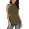 imageLYANER Womens One Shoulder Cut Out TShirt Mock Neck Sleeveless Tank Tops Going Out ShirtArmy Green