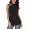 imageLYANER Womens One Shoulder Cut Out TShirt Mock Neck Sleeveless Tank Tops Going Out ShirtBlack
