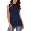 imageLYANER Womens One Shoulder Cut Out TShirt Mock Neck Sleeveless Tank Tops Going Out ShirtRoyal Blue