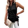imageLYANER Womens Satin Silk Sleeveless Wrap V Neck Tie Waist Elegant Cami Tank BlouseBlack