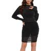 imageLYANER Womens Sheer Mesh Glitter Dress 3 Piece Outfits with Cami Shorts Ruched Bodycon Mini DressesBlack
