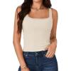 imageLYANER Womens Square Neck Sleeveless Eyelet Lace Trim Cute Summer Tank TopsBeige
