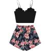 imageLYANER Womens 2 Piece Summer Outfits Cami Crop Top and Tropical Floral Shorts SetNavy