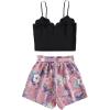 imageLYANER Womens 2 Piece Summer Outfits Cami Crop Top and Tropical Floral Shorts SetPink