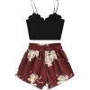 imageLYANER Womens 2 Piece Summer Outfits Cami Crop Top and Tropical Floral Shorts SetWine Red