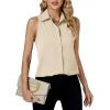 imageLYANER Womens Casual Collar Sleeveless Button Down Tank Top Blouse ShirtBeige