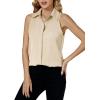 imageLYANER Womens Casual Collar Sleeveless Button Down Tank Top Blouse ShirtBeige