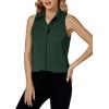 imageLYANER Womens Casual Collar Sleeveless Button Down Tank Top Blouse ShirtDark Green