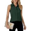 imageLYANER Womens Casual Collar Sleeveless Button Down Tank Top Blouse ShirtDark Green