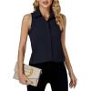 imageLYANER Womens Casual Collar Sleeveless Button Down Tank Top Blouse ShirtNavy Blue