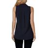 imageLYANER Womens Casual Collar Sleeveless Button Down Tank Top Blouse ShirtNavy Blue