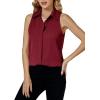 imageLYANER Womens Casual Collar Sleeveless Button Down Tank Top Blouse ShirtWine Red