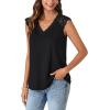 imageLYANER Womens Casual V Neck Lace Floral Sleeveless Blouse Shirt Tank TopBlack