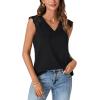 imageLYANER Womens Casual V Neck Lace Floral Sleeveless Blouse Shirt Tank TopBlack