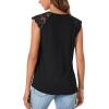 imageLYANER Womens Casual V Neck Lace Floral Sleeveless Blouse Shirt Tank TopBlack