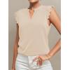 imageLYANER Womens Elegant Notch V Neck Lace Trim Cap Sleeve Blouse Shirt Sleeveless TopBeige