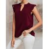 imageLYANER Womens Elegant Notch V Neck Lace Trim Cap Sleeve Blouse Shirt Sleeveless TopBurgundy