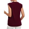 imageLYANER Womens Elegant Notch V Neck Lace Trim Cap Sleeve Blouse Shirt Sleeveless TopBurgundy