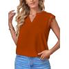 imageLYANER Womens Elegant Notch V Neck Lace Trim Cap Sleeve Blouse Shirt Sleeveless TopBurn Orange